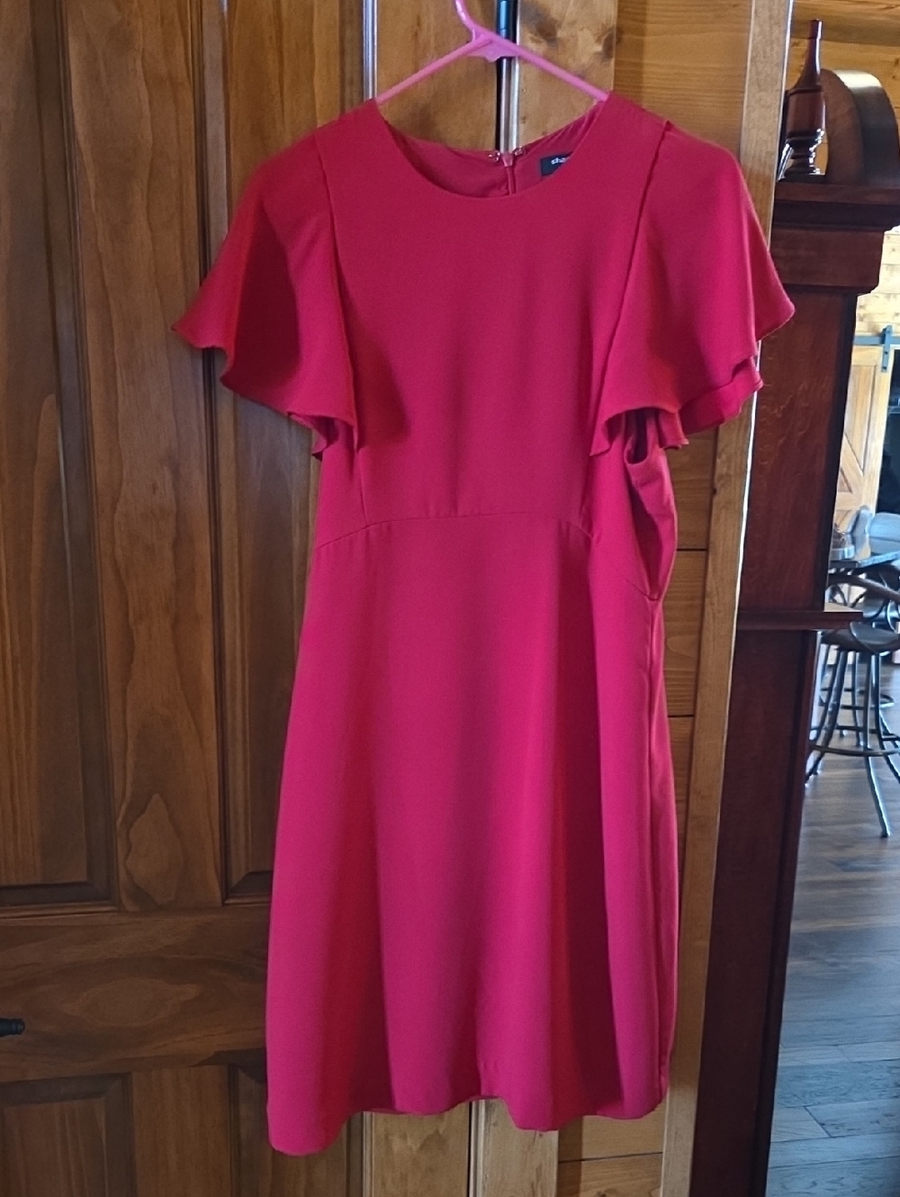Sharagano Red Flutter Sleeve Dress
